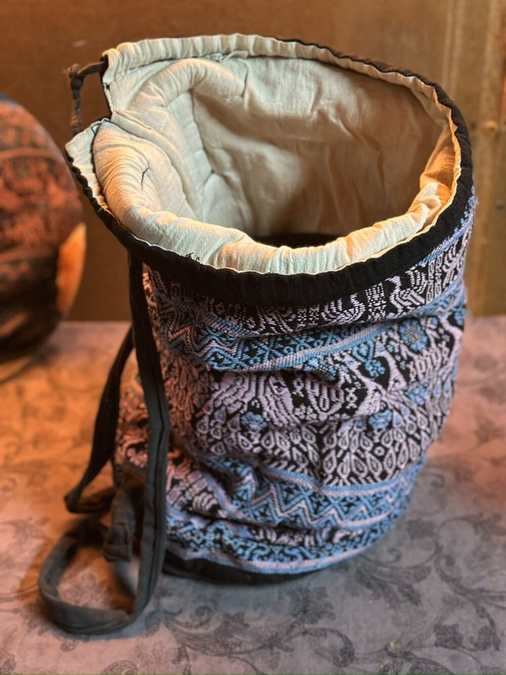 Boho Woven Drawstring Backpack - Picture 2 of 3